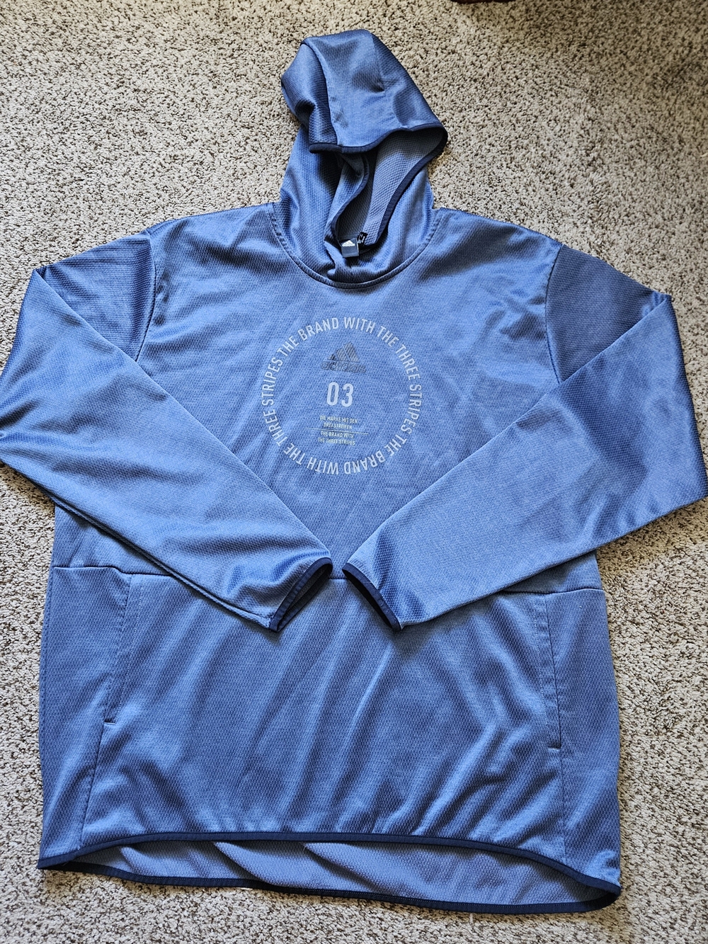 Adidas Men’s Dusty Blue Hooded Pullover with Logo Circle